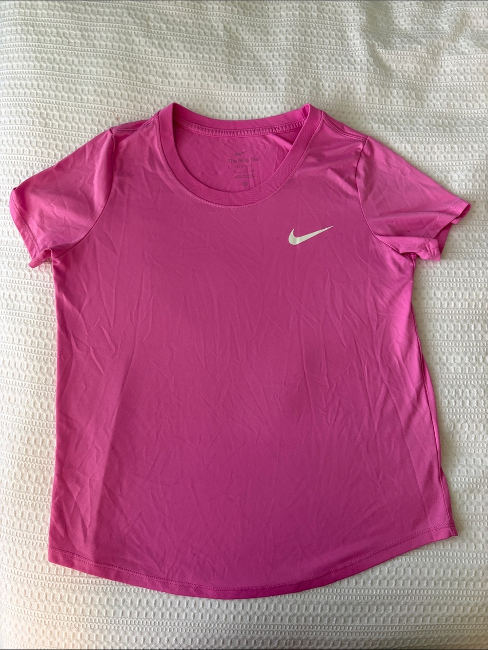Nike Hot Pink Short Sleeve Performance Tee with White Swoosh
